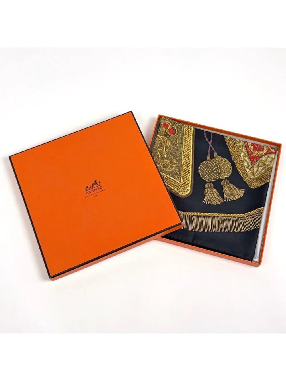 Hermes Carre 90 Poste Et Cavalerie Saber Decorative Bag Scarf Silk Black